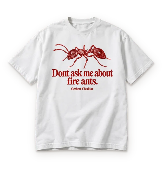 The fire ant tee in White, another look